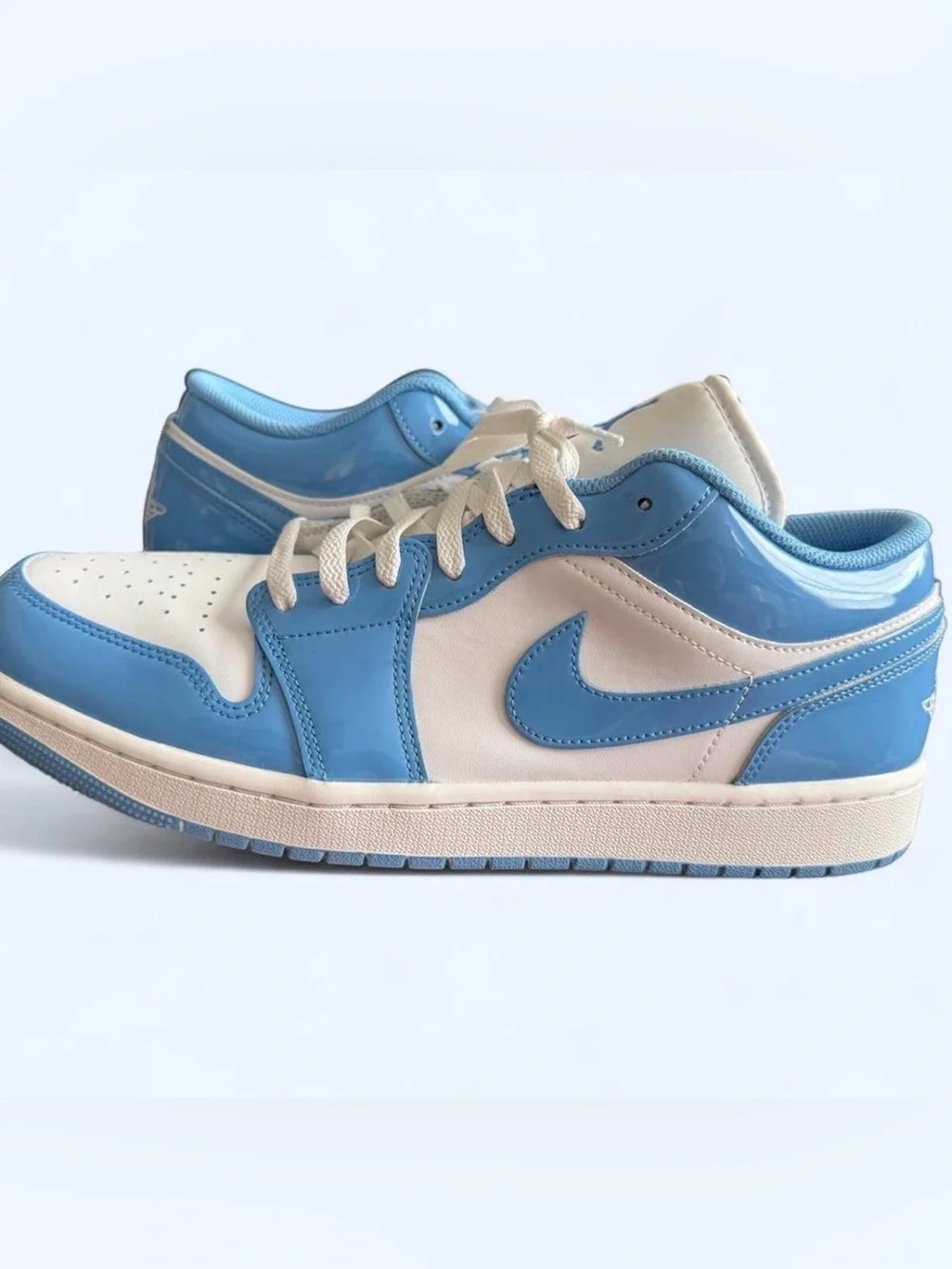 Jordan Low-Top Athletic Sneakers in White and Light Blue